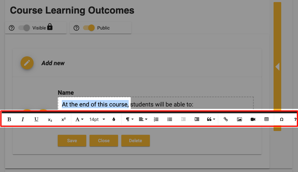 simple syllabus editor