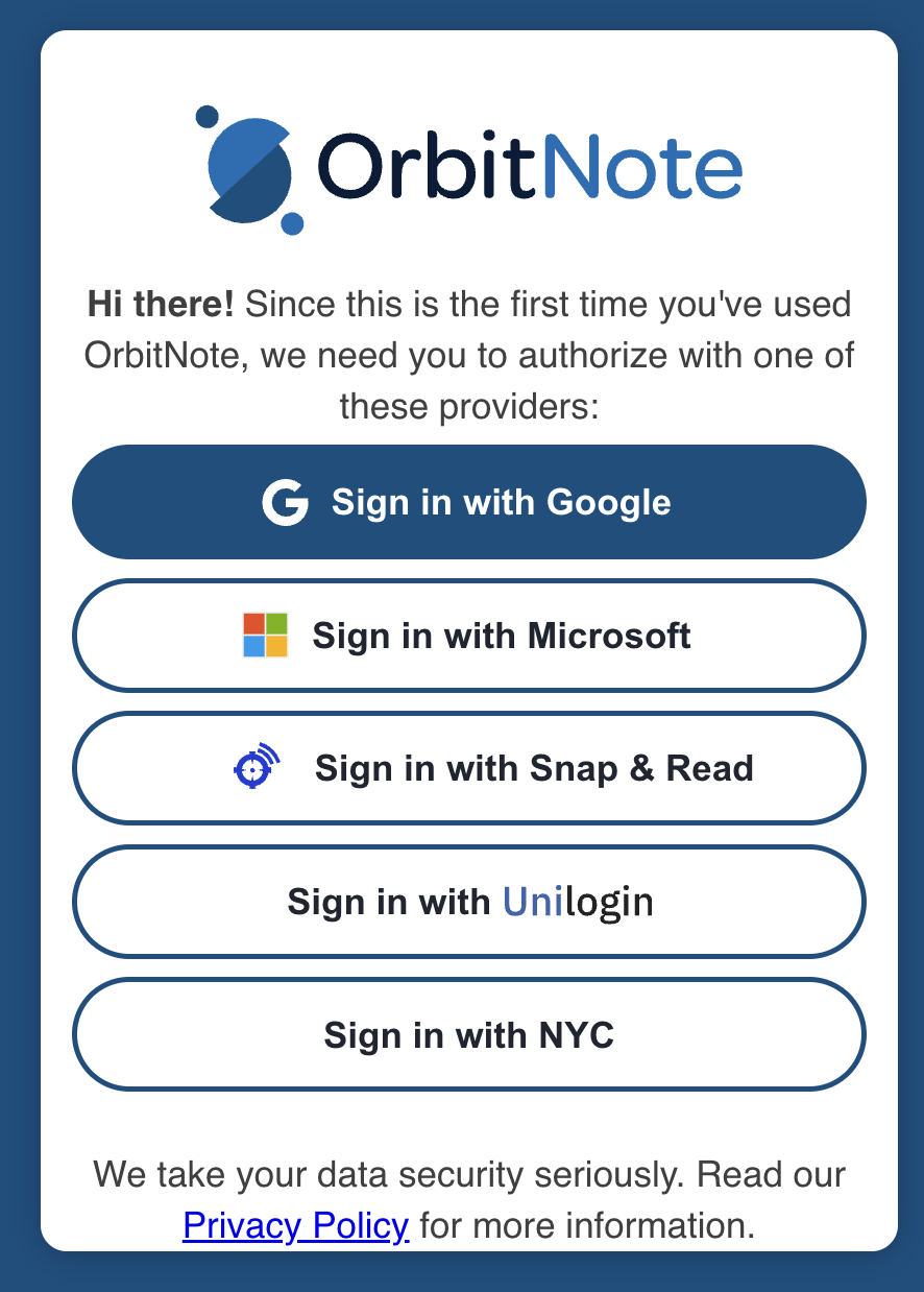 "Sign in with Google" popup window