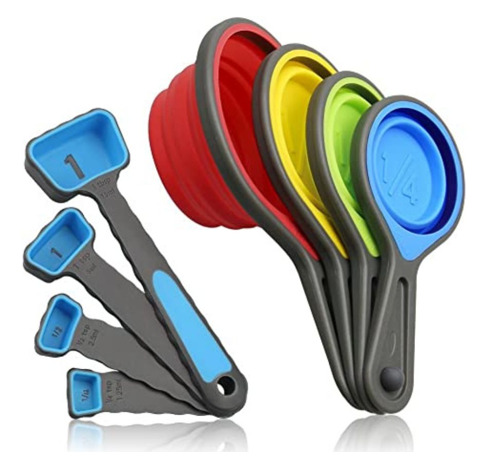 colorful measuring cups and spoons