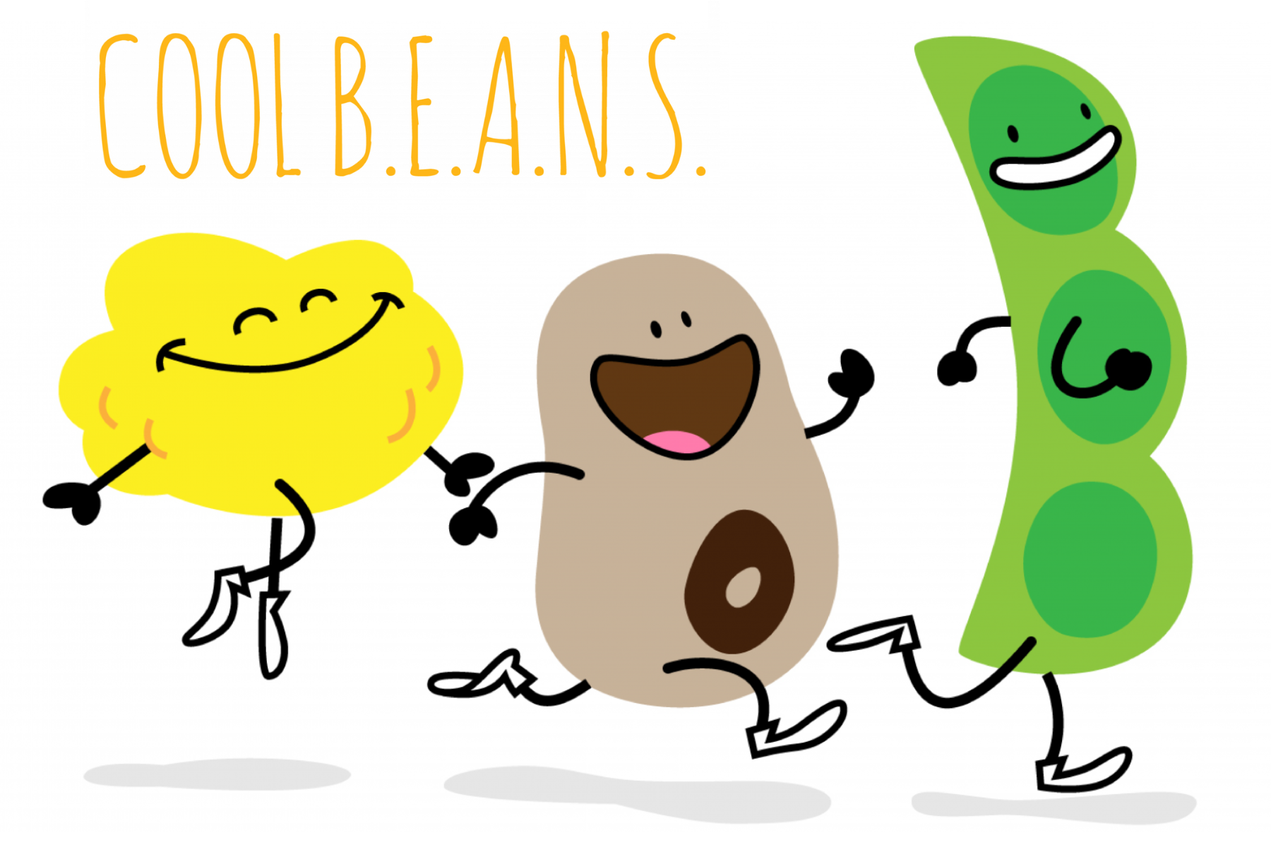illustration of beans running promoting cool beans