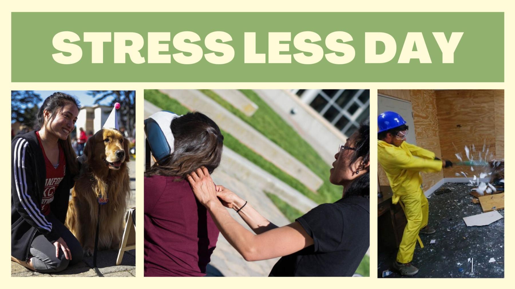 Stress Less Day text and pictures of activities