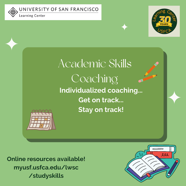 This is an Academic Skills Coaching flyer