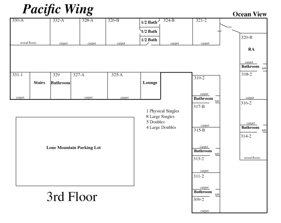 3rd floor plan of Pacific Wing