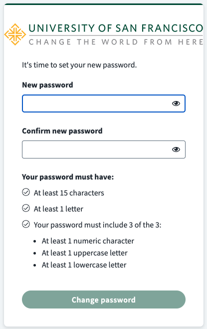 create your new password and enter it in the box