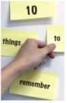 sticky notes with "10 things to remember" written on them