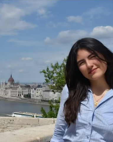Female student with Budapest city in background