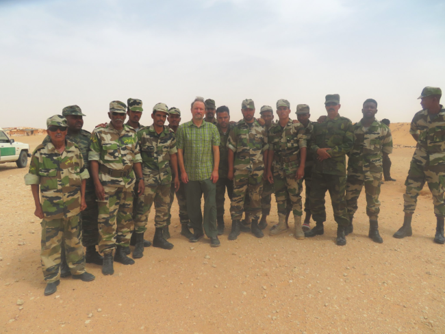 group of Sahrawi People's Liberation Army soldiers and USF professor