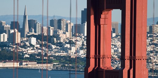 City of San Frnacisco seen by the Golden gate bridge