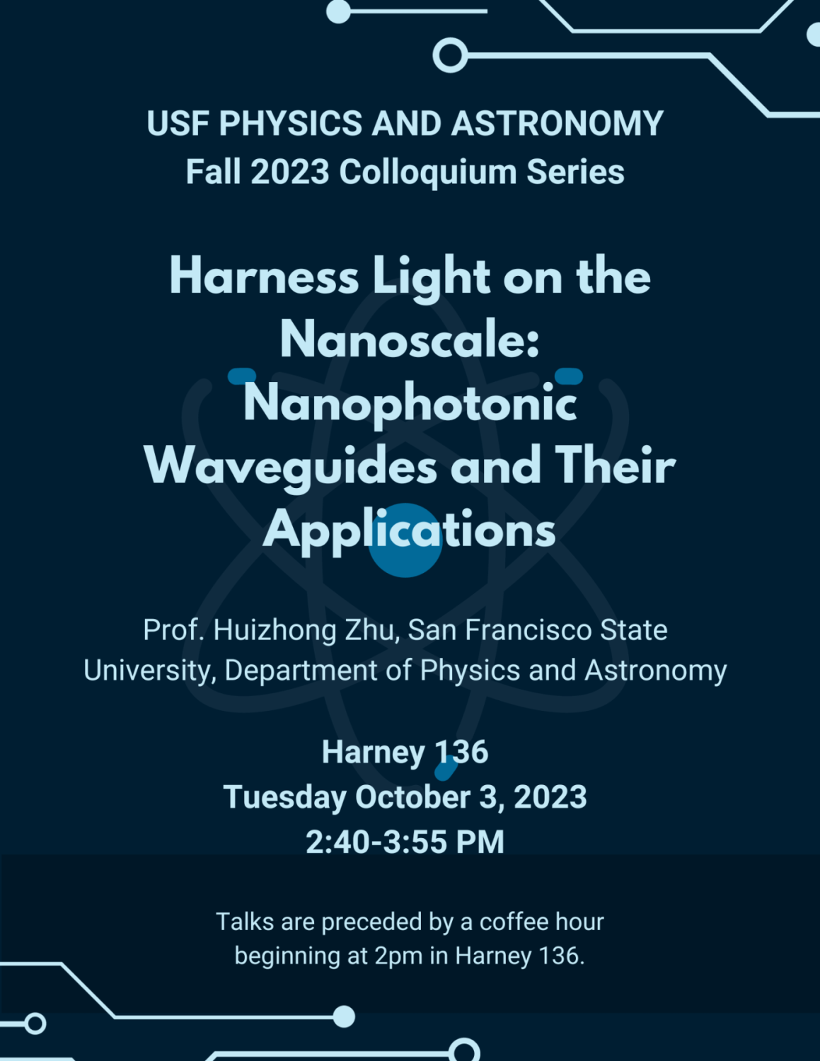 Huizhong XU's colloquium talk on nanophotonic waveguides on Tuesday October 3, 2023