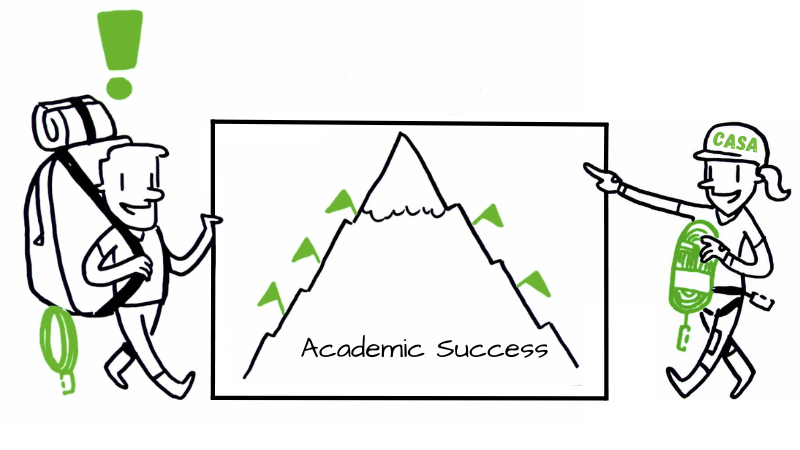 Student and CASA academic success coach covering academic success