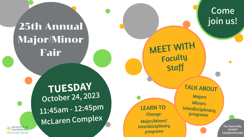 Fall 2023 Major/Minor Fair | Tuesday, October 24, 2023 | 11:45 - 12:45 PM | McLaren Complex