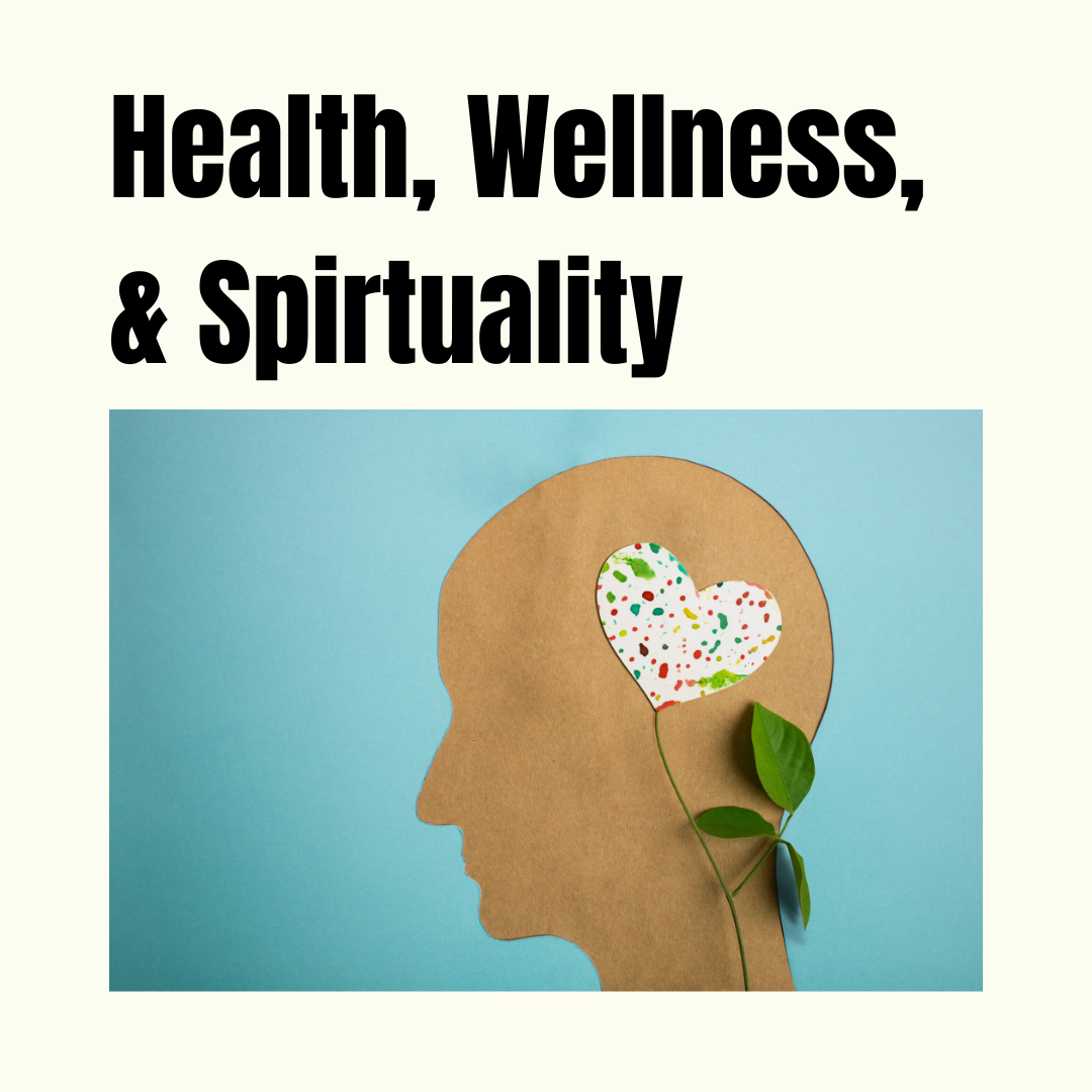Health, wellness, and spirituality, a shape of a head and heart on the brain