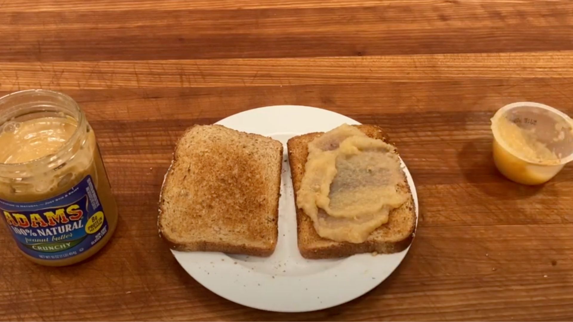 peanut butter, toast, and applesauce
