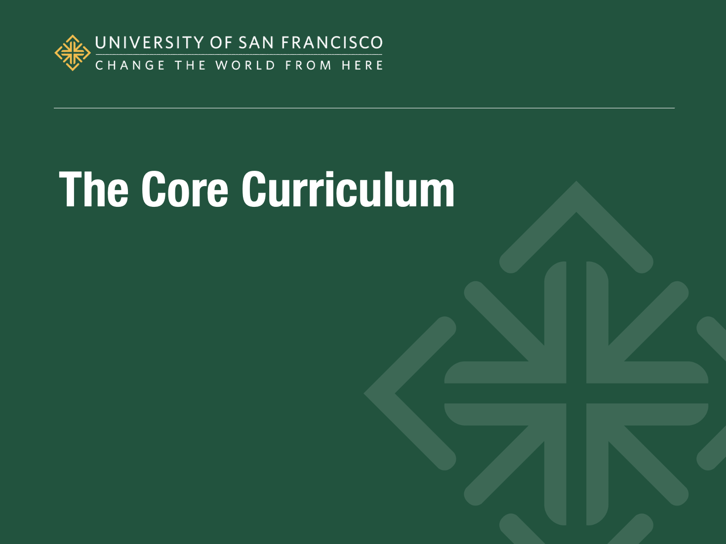 USF logo next to text that says "The Core Curriculum"