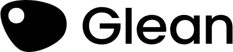 Glean logo is black and white themed with a rounded three sided shape with "Glean" written next to it.